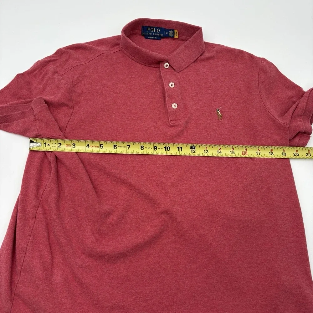 Polo Ralph Lauren Mens Medium Red Classic Fit Cotton Pique Short Sleeve Polo